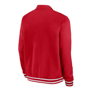 Chaqueta de bombardero acolchada ligera Chaqueta de Letterman vintage de satén con cremallera completa Cuello alto bordado Servicio OEM - Product Image 2