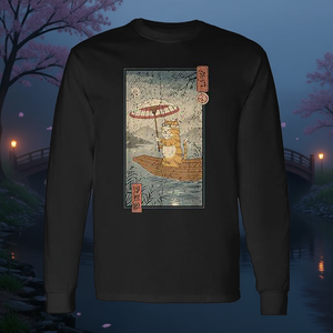 Camiseta vintage de manga larga con diseño de estampado artístico de Neko Boat Edo - Product Image 3