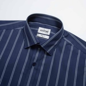 Aristino Camisa de vestir con cuello mandarín a rayas para hombre Antiarrugas Transpirable Secado rápido Verano ALS1880Z - Product Image 2