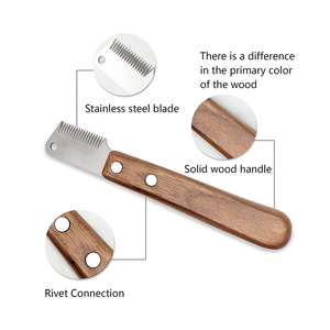 Wholesale High Quality Stainless Steel Pet Stripping Knife with <b>Wooden</b> Handle for Dogs - Product Image 4