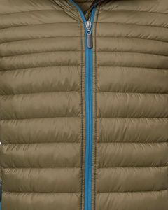 Men Olive Green Lightweight Down Jacket with Blue Hood Casual Puffer Windproof Zipper <b>Coat</b> for Outdoor Winter Wear - Product Image 6