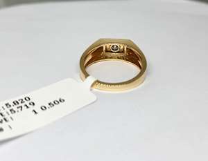 Bague de fiançailles solitaire en diamant naturel 0,506 CT Dwt, bijoux fins pour femmes, or jaune 14 carats plaqué rhodium, diamants taille brillant - Product Image 3