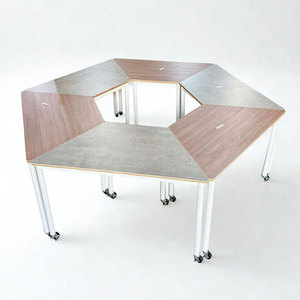 FOS 6-Piece Modern & Contemporary <b>Office</b> Furniture Trapezoidal Mobile <b>Table</b> Set with Iron Legs Plywood Frame-for Hotels-FOS009 - Product Image 1