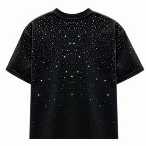 OEM strass t-shirts hommes vente en gros été à manches courtes strass t-shirts hommes de haute qualité printemps O cou strass hauts - Product Image 3