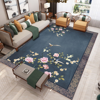 Tapis Moderne Abstrait Personnalisé pour Salon, Grand Tapis en Velours, Motif Floral Cristallin, Style Peinture à l'Encre Chinoise, Antidérapant à Pois