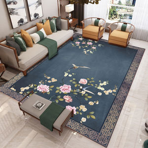 Tapis Moderne Abstrait Personnalisé pour Salon, Grand Tapis en Velours, Motif Floral Cristallin, Style Peinture à l'Encre Chinoise, Antidérapant à Pois - Product Image 2