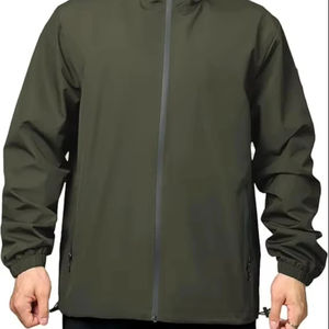 Logo personnalisé hommes couleur unie de l'eau pull à capuche veste coupe-vent pour l'hiver en plein air Slim Fit 2025 - Product Image 3