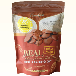 กระดุมช็อกโกแลตนมแท้1กก. 38% โกโก้ขายส่งโรงงาน oem/odm - Product Image 1