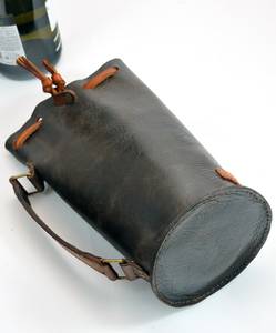 Porte-bouteille de vin monogramme personnalisé fabriqué à la main en cuir véritable porte-bouteille portable pour les fêtes OEM-ALW - Product Image 2
