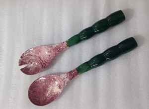 Ensemble de couverts élégants et modernes en résine pour salade, cuillère et fourchette, lavables au lave-vaisselle, ustensiles faits à la main pour les fêtes - Product Image 3