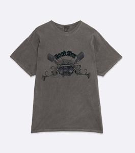 Camiseta personalizada de corte y costura 100% de algodón con estampado gráfico de peso pesado, lavado con ácido de lejía, camiseta Vintage de talla grande para hombre - Product Image 2