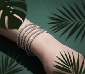 Pulsera Delgada Redonda de Diamantes Cultivados en Laboratorio de Oro Blanco Sólido de 14k de 4mm de Alta Calidad para Mujer - Product Image 2