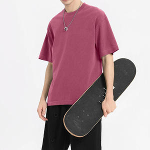 เสื้อยืดโอเวอร์ไซส์ผู้ชายวินเทจแขนสั้นสำหรับฤดูร้อนผ้าฝ้าย300Gsm ฟอกสีกรด - Product Image 6