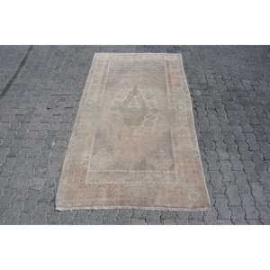 Alfombra vintage, alfombra turca de 5.6x7.2 pies, alfombra de lana con diseño de plantas y árboles en tonos gris verdoso. - Product Image 1