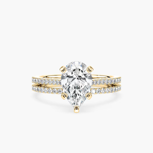Ensemble de bague de mariage en diamant de laboratoire taille poire 2,50 CTW |   Bandes de pavés |   Ensemble de mariage en or massif 14 carats - Product Image 1