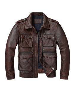 Veste en cuir de vêtements pour hommes, veste en cuir nouvelle mode, veste en cuir coupe-vent pour hommes, vente en ligne - Product Image 1