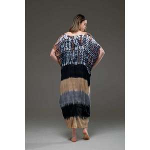 <b>Women</b> Multicolor Tie Dye Kaftan Dress Loose Fit Midi Maxi Dress Boho Casual Beach Wear Caftan - Product Image 4