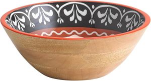 Bol de service artistique écologique Mehak Impex, bol en bois imprimé peint à la main pour les collations, fabriqué en bois de manguier - Product Image 5