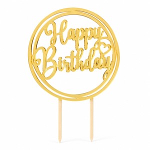 Acrylic <b>Cake</b> Topper Happy Birthday Gold Cupcake Topper <b>Cake</b> <b>Decoration</b> Party <b>Supplies</b> Birthday Wedding Anniversary Baby Shower - Product Image 1
