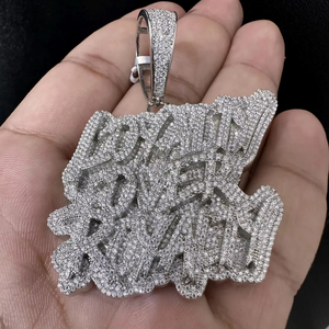 RB Gems Iced Out Custom Christian Hip Hop Colgante Lab Diamond Rose Gold VVS Moissanite Nombre Letra Inicial Colgante Hombres - Product Image 1