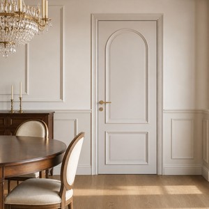 Puerta <span class=keywords><strong>de</strong></span> Madera Clásica Blanca Antigua con Panel Arqueado y Molduras Elevadas para Sala <span class=keywords><strong>de</strong></span> Estar o Estudio - Product Image 2