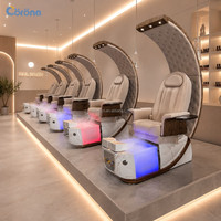 Fauteuil de pédicure électrique de luxe sans tuyauterie pour salon de manucure, en cuir anti-acétone, avec spa pour les pieds et massage