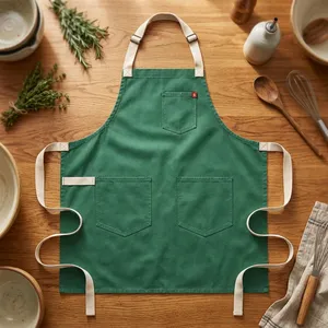 Tablier classique en toile bleue, robuste et durable, avec poches, lavable en machine, pour la cuisine et l'usage quotidien - Product Image 6