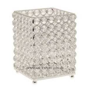 Portavelas votivo de 3 piezas de tamaño personalizado pulido de plata de metal, portavelas votivas de decoración del hogar de cristal de forma cuadrada más vendida - Product Image 2