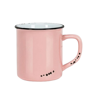 Tasse en métal en fer fini de couleur émail rose de forme ronde écologique verres de style nostalgique personnalisés pour les cadeaux promotionnels - Product Image 1