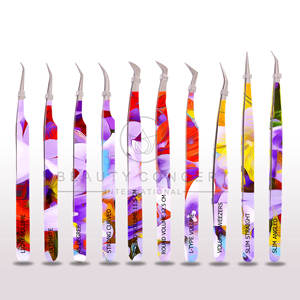 2025 Tasa al por mayor Concepto de belleza Volumen Pinzas para pestañas Acero inoxidable Mega volumen Punta de fibra injertada Pinzas para recoger pestañas - Product Image 4