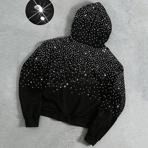 Nueva Sudadera con Capucha de Invierno, Tejida y Forrada, con Pedrería Brillante, Logotipo Frontal, 100% Algodón, Cómoda y Atractiva, para Uso Casual - Product Image 2
