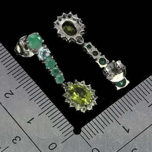 Pendientes de Plata de Ley 925 de Calidad AAA+ con Peridoto Ovalado de 7x5mm, Esmeralda, Joyería con Piedras Preciosas Naturales Cus-Jew83 - Product Image 3