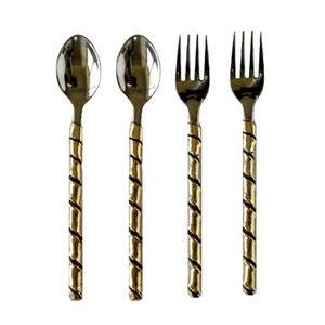 Vente directe d'usine en gros couteau fourchette cuillère ensemble mariage argent couverts en acier inoxydable ensembles de couverts avec manche noir - Product Image 4