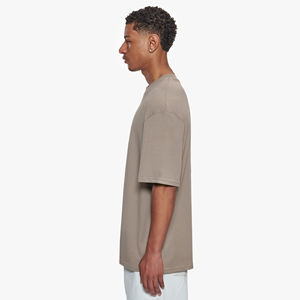 Vente en gros de t-shirt pour hommes de haute qualité 100% coton conception personnalisée OEM tenue décontracté surdimensionné épaules tombantes coupe boxy col montant - Product Image 3
