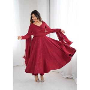 LANZAMIENTO NUEVO DISEÑADOR ANARKALI VESTIDO REVERSER TODAS LAS TEMPORADAS FIESTA LONA PATTA con DUPPTA SET HEAVY FAUX GEORGETTE - Product Image 1