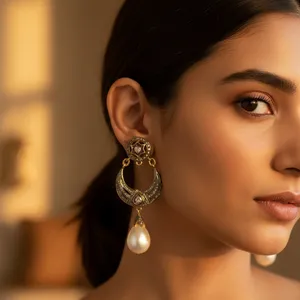 Pendientes de Perlas Antiguas para Mujer, Joyería de Regalo - Product Image 2