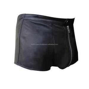 Pantalones Cortos de Cuero Sintético con Cierre, Casuales y Resistentes, para Hombre, Transpirables, de Secado Rápido, Diseño Negro Elegante, Pedidos al Por Mayor OEM - Product Image 2