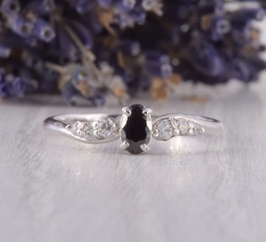 Anillo clásico de plata maciza 925, joyería para mujer, Plata de Ley 925, piedras preciosas de ónix negro, estilo bohemio, anillo hecho a mano, regalo para mamá - Product Image 3