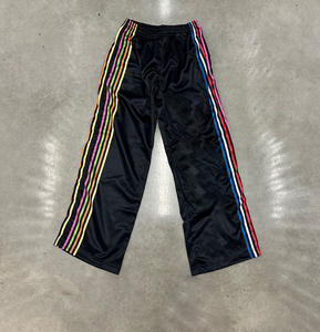 Streetwear personnalisé coupe-vent pantalon de survêtement à rayures latérales logo brodé 100% coton Baggy Jogger pantalon de survêtement évasé en nylon pour hommes - Product Image 1