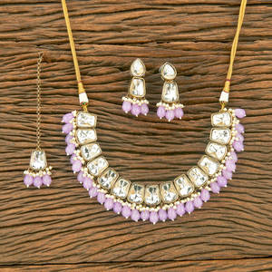 ล่าสุด Mehndi ชุบทองเหลืองทองแดงสตรี Indo Western ลูกปัดสร้อยคอชุดคลาสสิกดู - Product Image 6