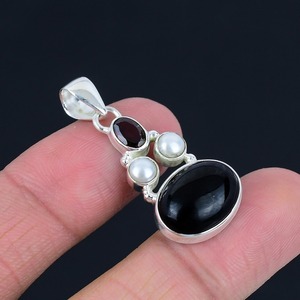 Onyx noir pierre précieuse meilleure conception Spinner pendentif 925 Sterling parfait cadeau de mariage argent avec 925 timbre meilleure qualité bijoux - Product Image 2