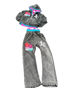 Ensemble survêtement et sweat à capuche triple pour homme, personnalisé, patchwork vintage, coton lourd, délavage à l'acide, effet usé, fermeture éclair - Product Image 3