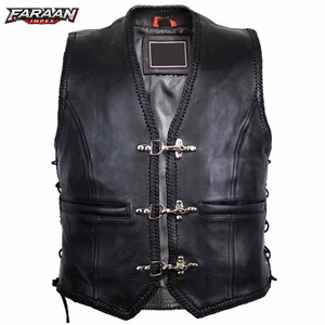 Veste de motard en cuir véritable de haute qualité, imperméable, épaisse, vêtements de sport pour hommes, style moderne et tendance - Product Image 1