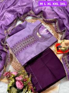 ชุดปาร์ตี้คุณภาพระดับพรีเมี่ยมผ้ามัสลินเนื้อแน่นพิมพ์ลายผ้าไหมแชนเดอร์พร้อมกางเกงทำงานทำมือและ dupatta - Product Image 6