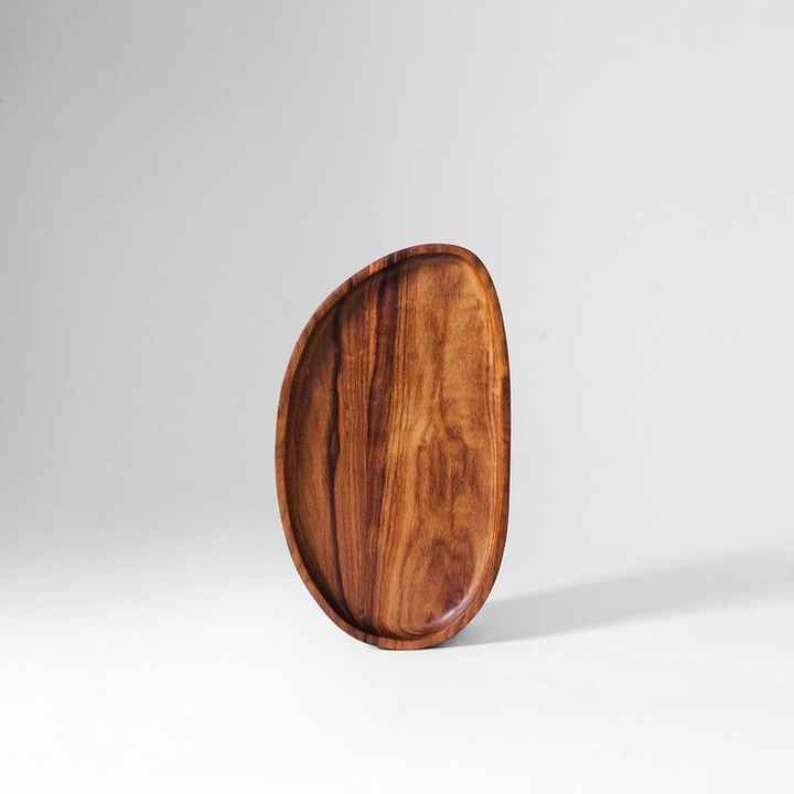 Home Serving Handmade Restaurant Eco Friendly Round Acacia Wood Food Snack Canape Wooden Plate for Steak Dessert Cake
