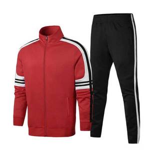 Ropa deportiva para entrenamiento y jogging, conjuntos de Chándales, Diseño a rayas, chándal de hombre con cremallera de Color de contraste personalizado OEM, 2 uds., 500g - Product Image 1