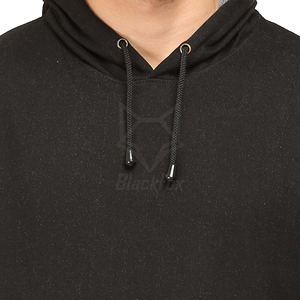 BlackFox Men's Black Hooded <b>Sweatshirt</b> Regular Fit Cotton French Terry Pullover Casual Autumn Streetwear with Front Pocket - Product Image 6