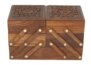 Caja de Joyería Rectangular de Madera Pintada a Mano, Duradera, Hecha en India, para Guardar Dulces, Regalo, Diwali, Boda, Henna, Haldi, Mehndi - Product Image 3