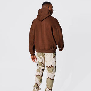 Pull à capuche épais 100% coton pour hommes, séchage rapide, respirant, coupe ajustée, polaire d'hiver avec motif solide, motif bouffant imprimé - Product Image 4