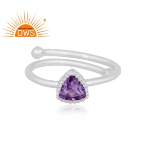 Best Selling Fine Sterling <b>Silver</b> Natural Amethyst Gemstone Stackable <b>Ring</b> Custom Jewelry Manufacturer - Product Image 2